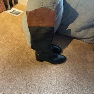 Etienne Aigner Tall Wide-Shaft Leather Boots